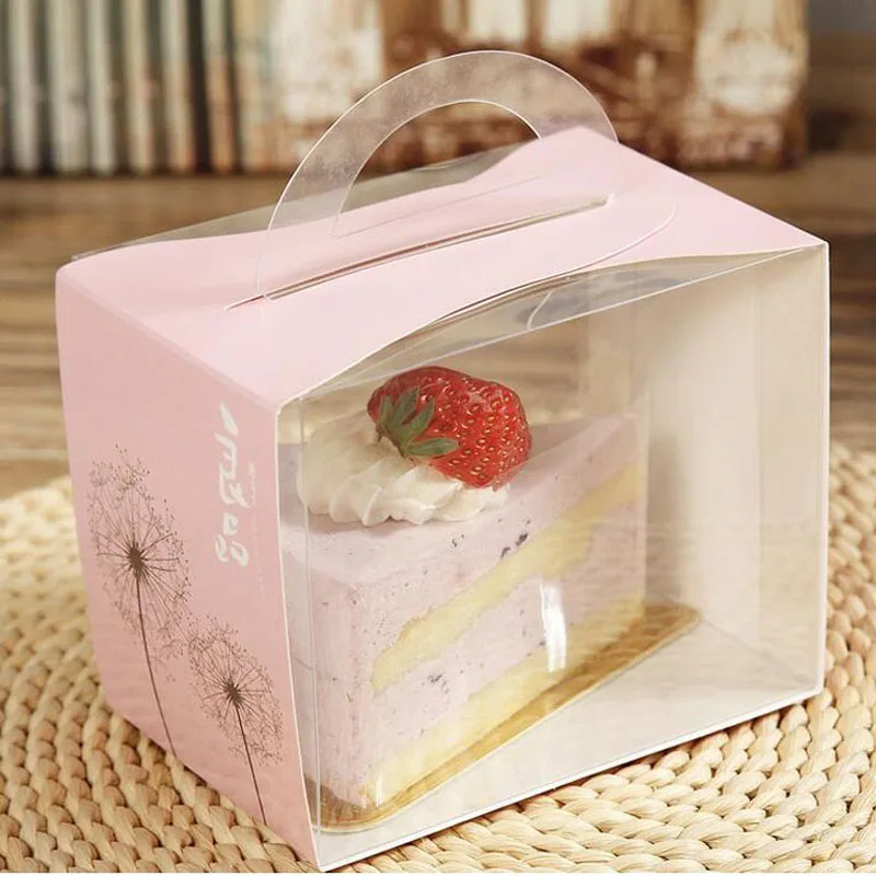 200set Plastic Paper Cake Box With Handle Wedding Party Favour Boxes For Handmade Gift Packing Box Muffin Cookies ZA5548