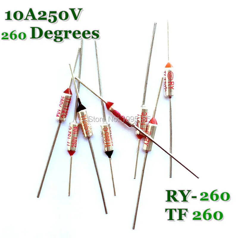 RY 10pcs/lot New Micro thermal fuse 10A250V 260 Degrees Tf 260 C Mini temp fuse metal shell Thermal Cutoff RY-260 RY260