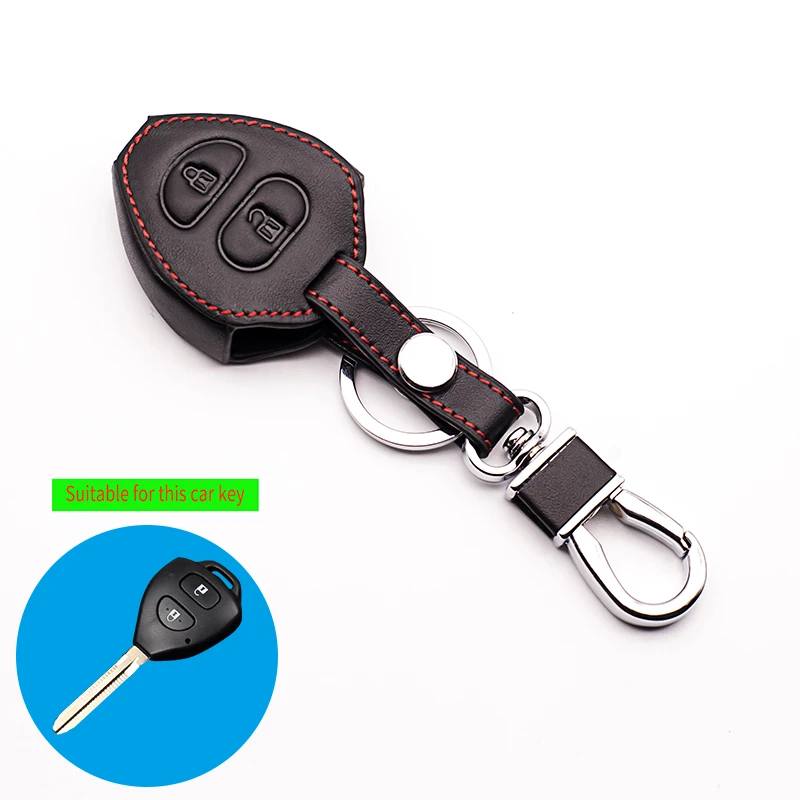 Top Layer Leather Genuine Leather Remote Control Key Case For Toyota Corolla Rav4 Yaris Avensi Prado Echo Car Accessories Shell