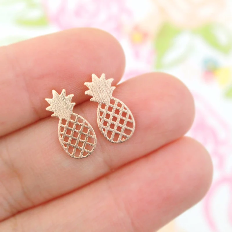 1Pair Cute Pineapple Stud Earrings Lovely Plant Studs Earings Jewelry For Kids Women Gift