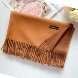 2023 Winter Women Scarf Fashion Solid Soft Cashmere Scarves for Lady Pashmina Shawls Wrap Blanket Bandana Female Foulard Tassel