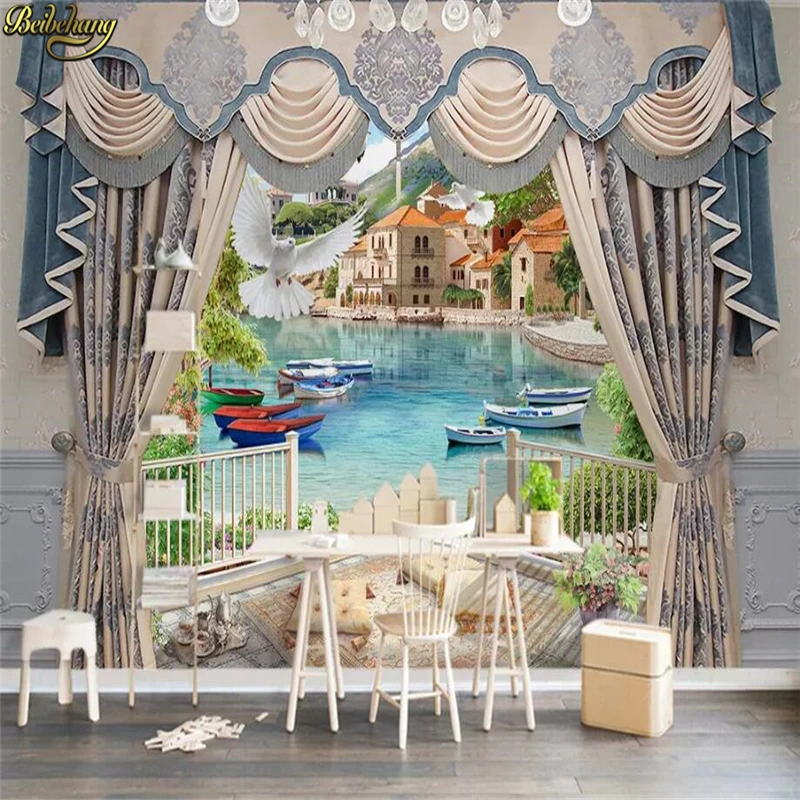 beibehang Custom wallpaper mural 3D stereo ball European curtain scenery TV background wall papers home decor papel de parede