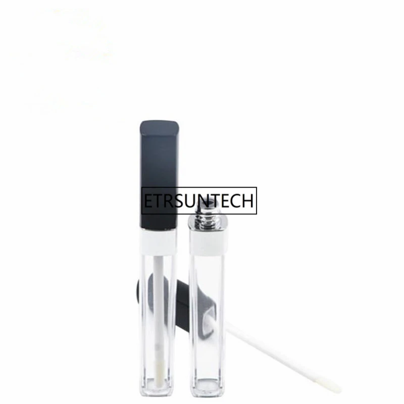 Clear Plastic Lip Gloss Tube 5ML Lip Tube With Brush Black Cap Lipstick Containers F20173435