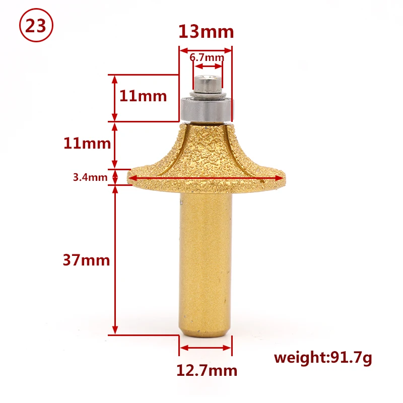 1 stücke 1/2 "Schaft Vakuum Gelötete Diamant Router Bits für Granit Marmor Router Cutter Profiling Schneiden Stein Rand gravur Werkzeuge – Detail 12