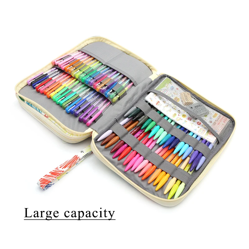 192 Slots Large Capacity Pencil Bag Case Organizer Cosmetic Bag For Colored Pencil Watercolor Pen Markers Gel Pens Great Gifts