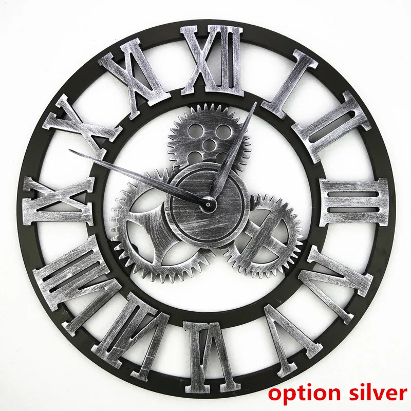 Handmade Oversized 3D Retro Rustic Decorative Luxury Art Big Gear Wooden Vintage Large Wall Clock