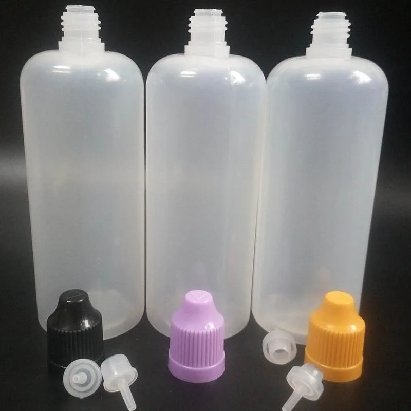 1000pcs Empty E Liquid Refillable Dropper Bottles PE 120ml Plastic Bottles With ChildProof Caps for E liquid Nail Gel