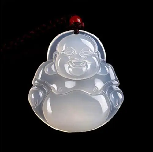 Collier en pierre de glace naturelle ma nao/pierre pendentif bouddha, collier pendentif bouddha Maitreya