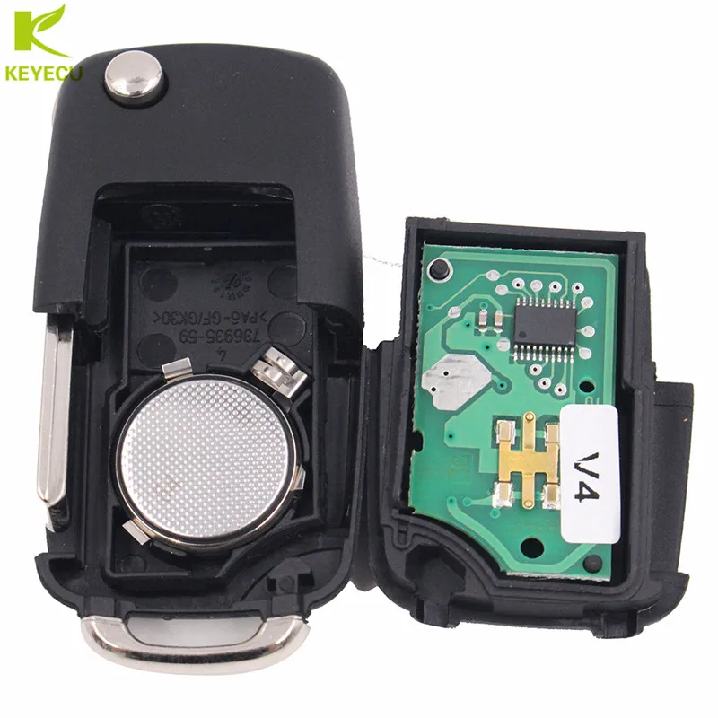 KEYECU Relacement Folding Remote Key Fob 1J0 959 753 N 2 Button 433 MHz ID48 For Volkswagen PASSAT GOLF MK4 ,Skoda Octavia ,Seat