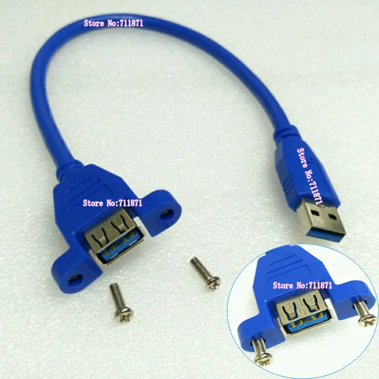 Niebieski krótki 30cm śruby otwór naprawiono Usb3 USB3.0 przedłużacz kabla uszy naprawiono USB 3.0 Usb3.0 mężczyzna kobieta przedłużyć linia kablowa przewód zasilający