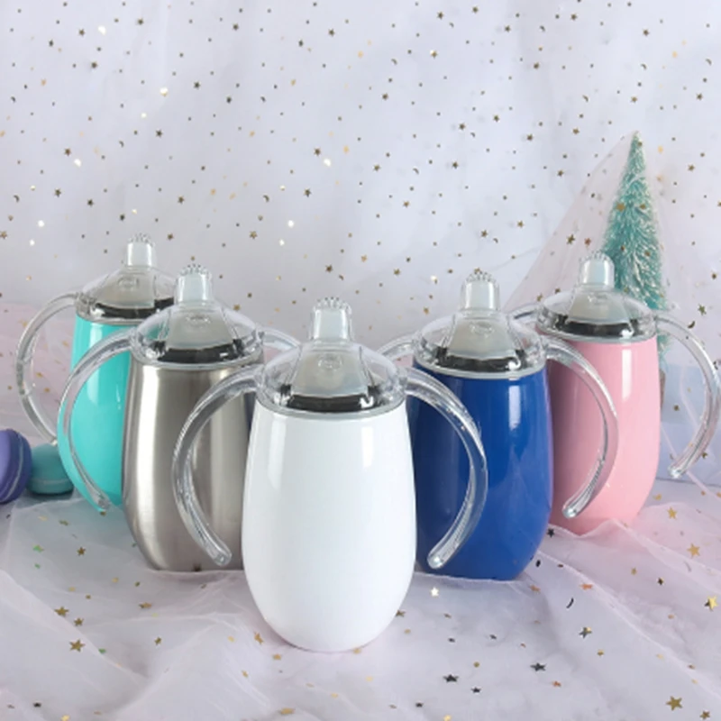 

50pcs 12oz Hot-selling double-handled vacuum eggshell cup Stainless steel milk bottle cap insulating cup large capacity beverage