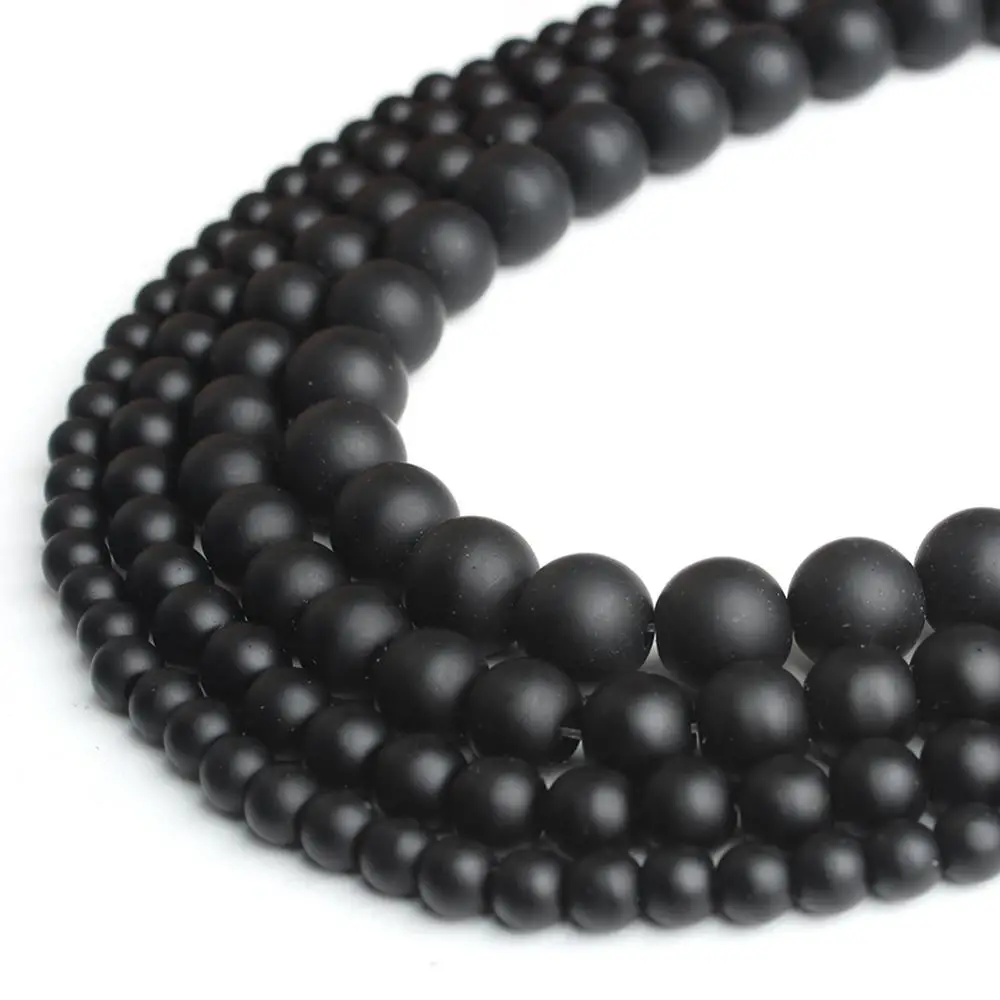 Wholesale 5 lots natural matte stone beads black agates onyx beads for jewelry making DIY bracelet Strand 15\