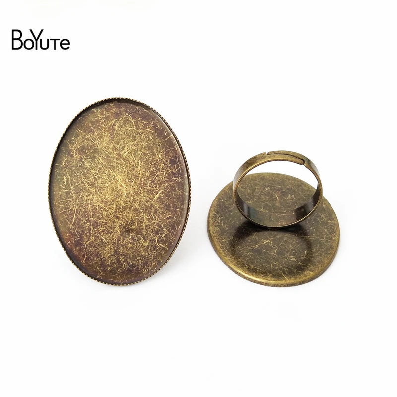 BoYuTe Custom Made (100 Pieces/Lot)  Adjustable Brass Blank Ring Setting with Oval 30*40mm Cabochon Base Diy Jewelry Accessories