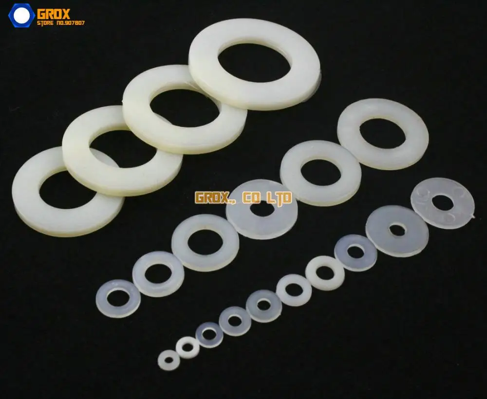 200 Pieces M6 x 18 x 1.5mm Nylon Flat Washer Insulation Washer