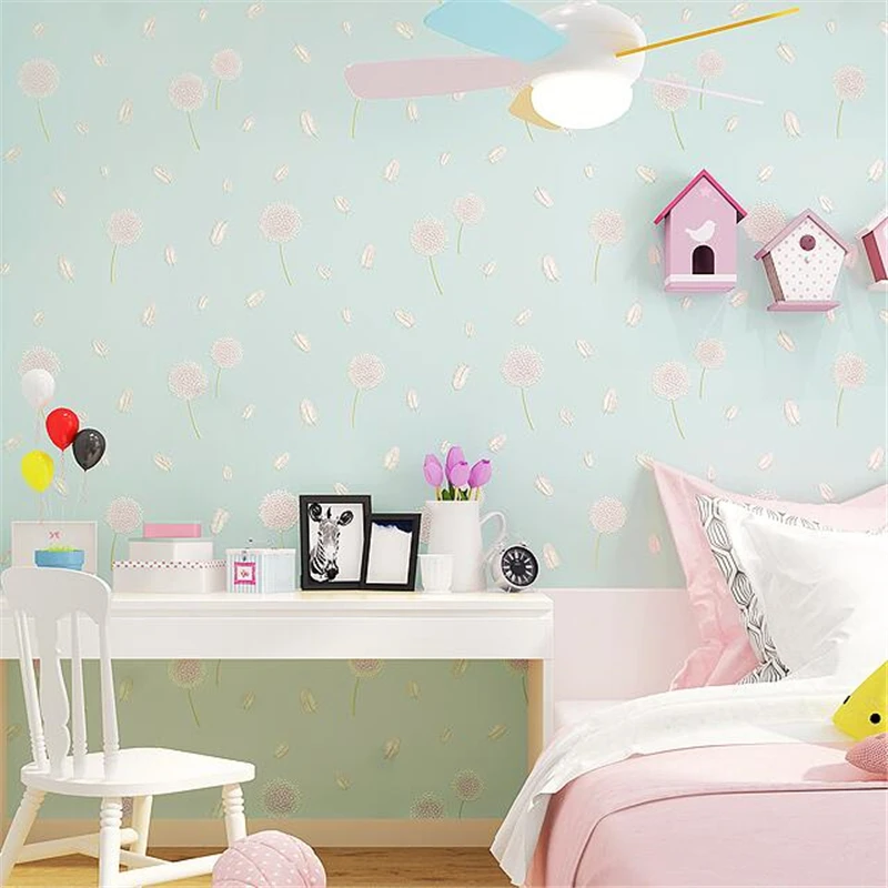 

beibehang Wallpaper Pastoral Bedroom Small Fresh Living Room Korean Wallpapers Kids Room Wallpaper Dandelion Papel de parede