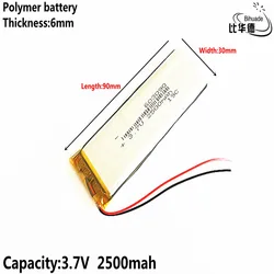 良い Qulity リットルエネルギーバッテリー 3.7V 、 2500mAH 、 603090 ポリマーリチウムイオン/リチウムイオン電池のためのおもちゃ、電源銀行、 GPS 、 mp3 、 mp4