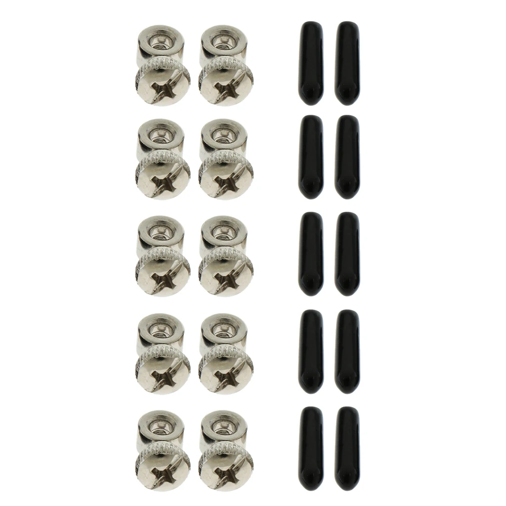 10 Sets Spare Screws & Black End Caps Cover Replacing Hardware for Speed Jump Rope Skipping Ropes