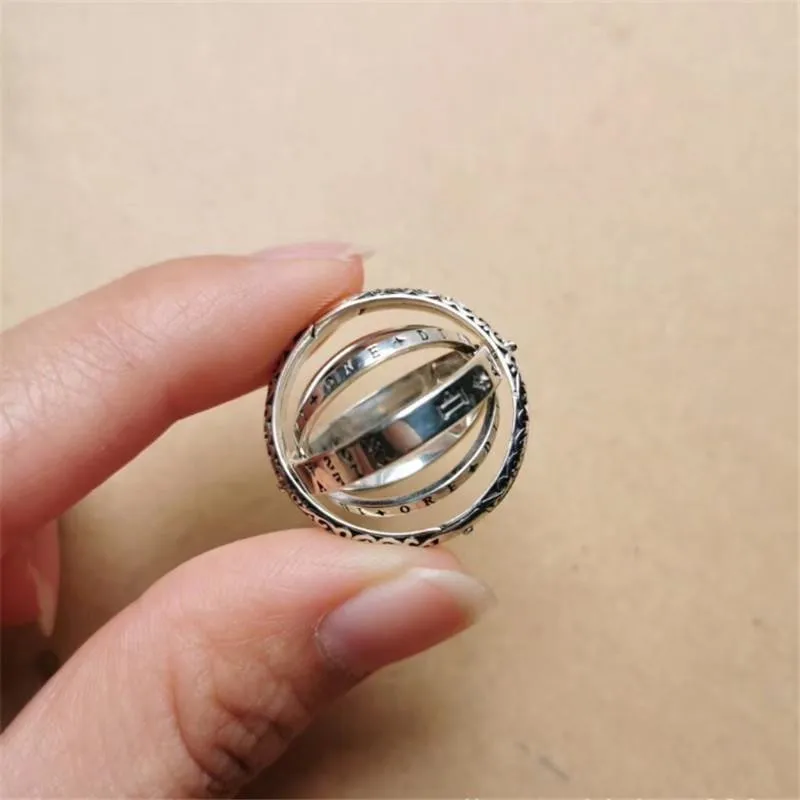 Creative Astronomical Ball Ring Complex Rotating Clamshell Astronomical Ring Universe Student Constellation Ring Jewelry 5/11