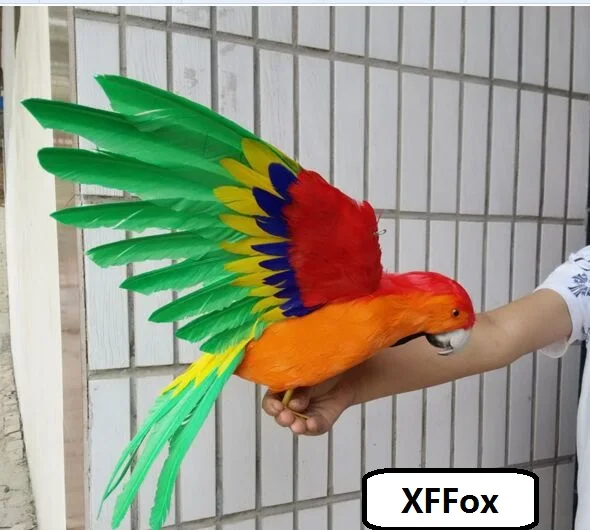 big real life wings parrot model foam&feather simulation red&orange parrot bird gift about 45x60cm xf0292