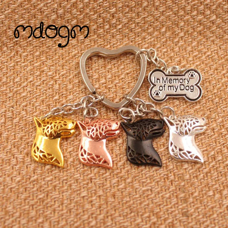 Llavero con colgante de Metal chapado en oro y plata, para bolso, coche, mujeres, hombres, niñas y niños, Bull Terrier, K069