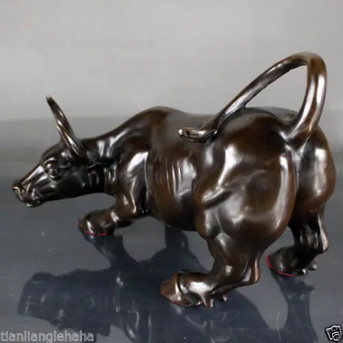 

Free Shipping xd 002395 Wall Street Bronze Fierce Bull OX Statue 18cm L