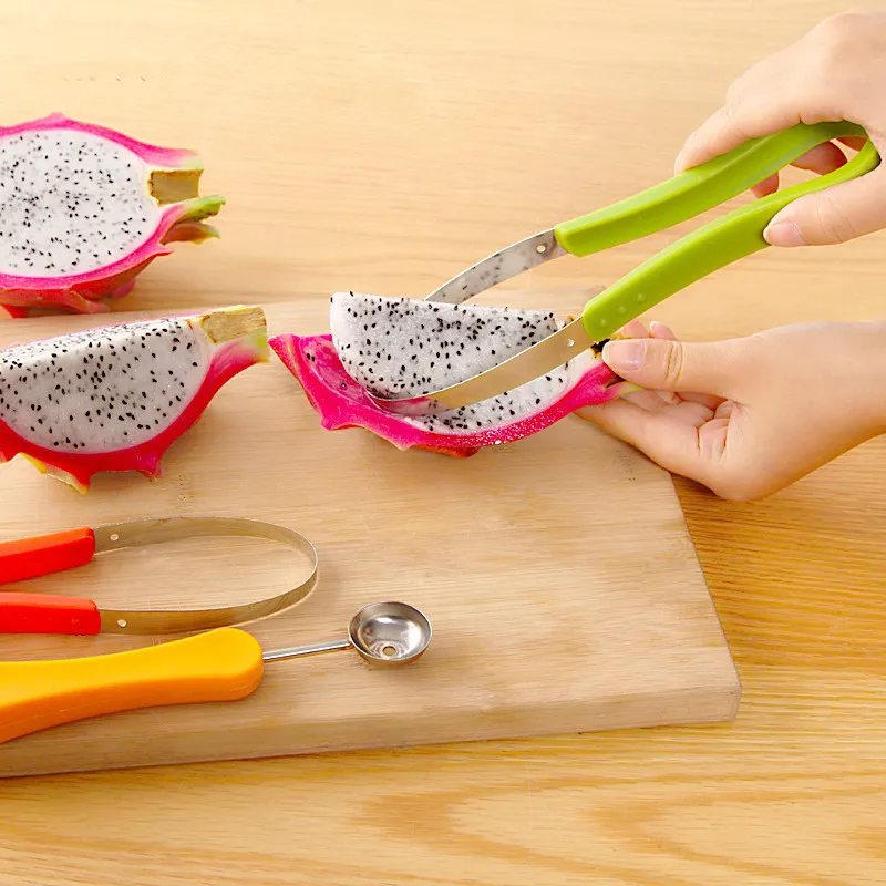 3pcs/set Creative Watermelon Slicer Corer Server Tong Fruit Cutter Right Melon Baller Scoop Set and Fruit Carving Knife OK 0494