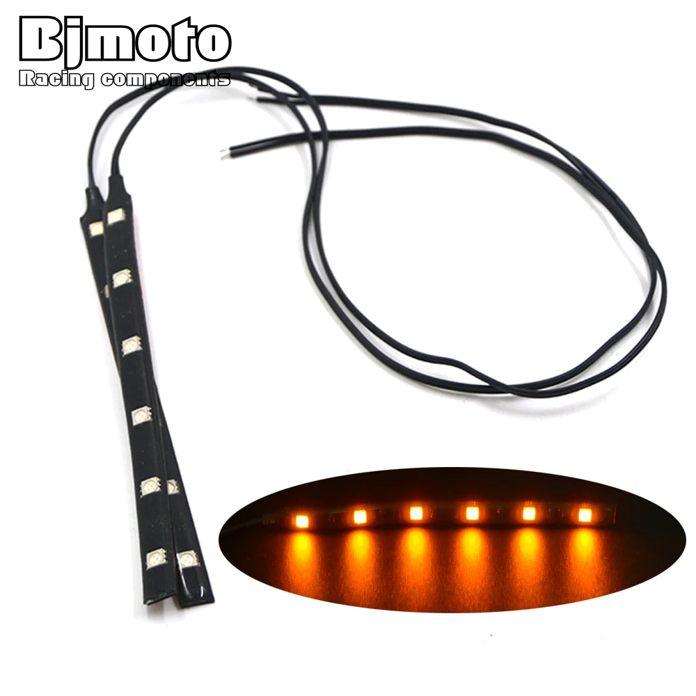 Motorcycle Strip Turn Signal Indicators Blinker  taillight Amber 6 LED 12V  fog lights For Harley Kawasaki Yamaha Suzuki