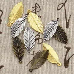 15pcs Charms Leaf 31x12mm Antique Making Pendant fit,Vintage Tibetan Bronze Silver color,DIY Handmade Jewelry