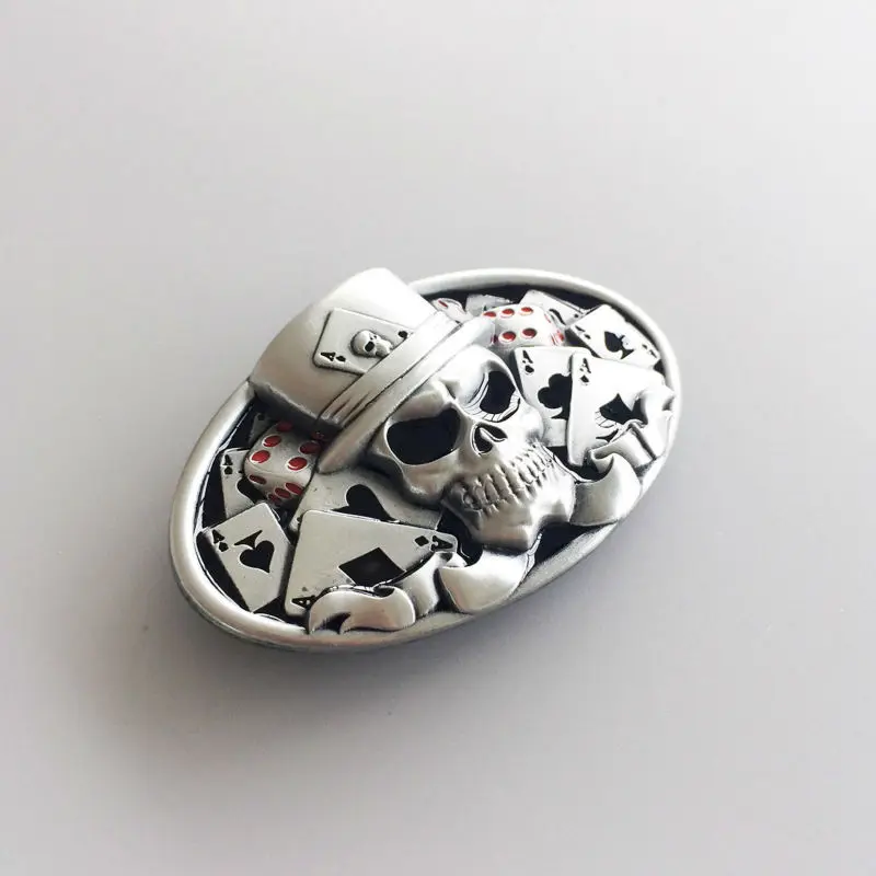 Vintage Style Distribute Dice Skull Tattoo Casino Belt Buckle CS036 Free Shipping