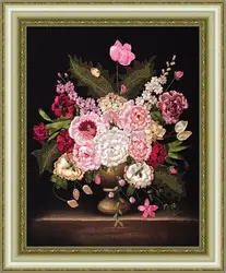 Needlework,DIY Ribbon Cross stitch Set for Embroidery kit,noble vase peony flowers ribbon Cross-Stitch handwork home wall decor