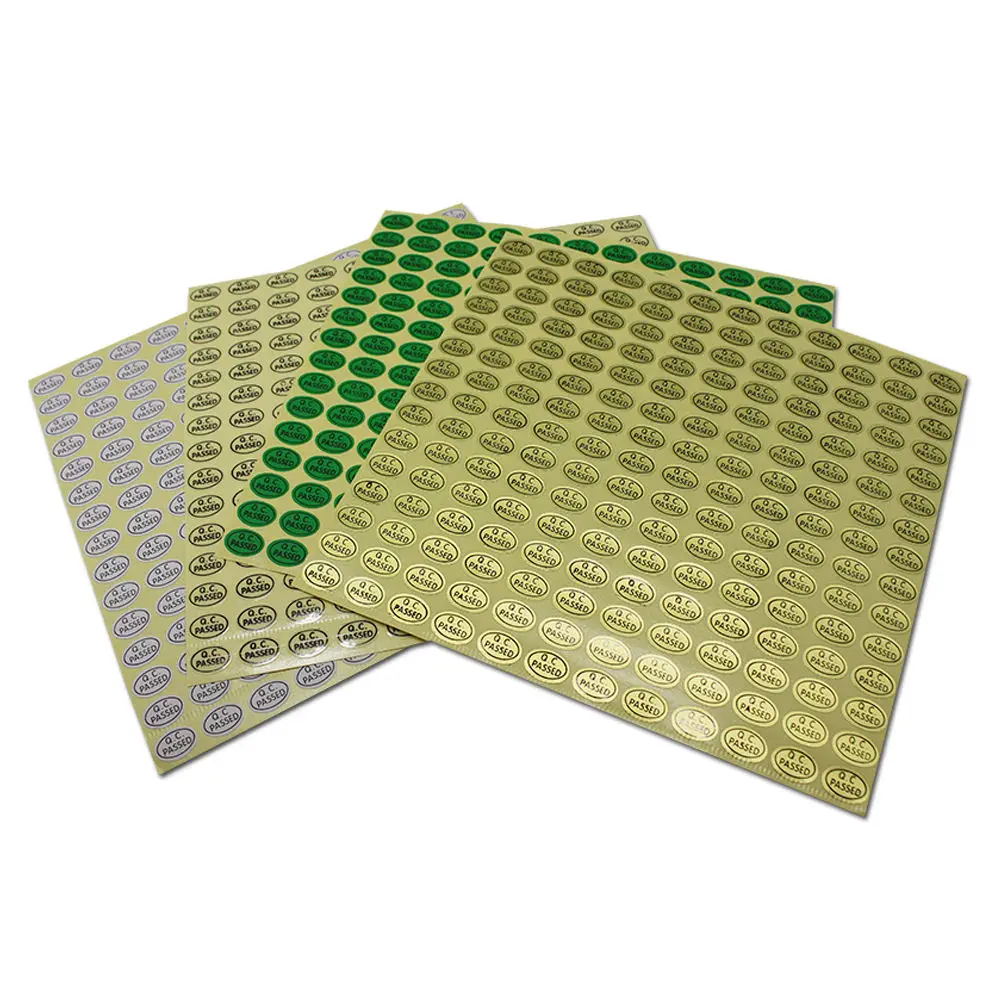 9900pcs/ lot Ellipse QC Check Stickers Retail Green / Clear / White / Gold QC PASSED Qualified Adhesive Label Stickers