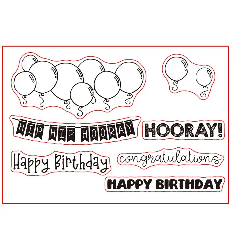 Hooray Happy Birthday Clear Stamp DIY Stencil For Scrapbooking Album Photo Paper Card Craft Fun Embossing Template New