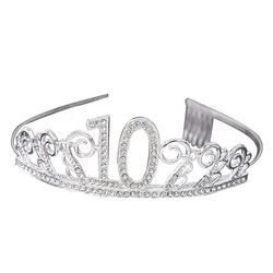 10 /18 / 20 /21 /30 / 40 Years Old Birthday Tiara Hairbands Accessories Girls Rhinestone Party Crown Tiara Hair Jewelry For Lady
