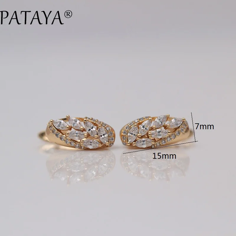 PATAYA New Micro-wax Inlay Green Horse Eye Natural Zircon Drop Earrings Women 585 Rose Gold Color Luxury Wedding Party Jewelry