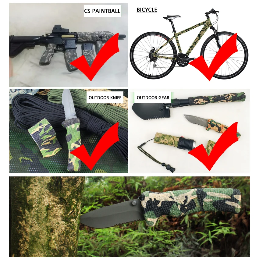 Vendajes elásticos autoadhesivos de camuflaje, envoltura cohesiva para deportes, tratamiento de heridas de emergencia, tamaño aleatorio, 5 unidades