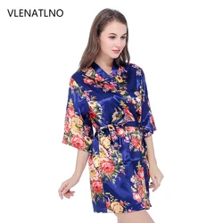 Fashion Silk Bridesmaid Bride Robe Sexy Women Short Satin Wedding Kimono Robes Sleepwear Nightgown Dress Woman Bathrobe Pajamas