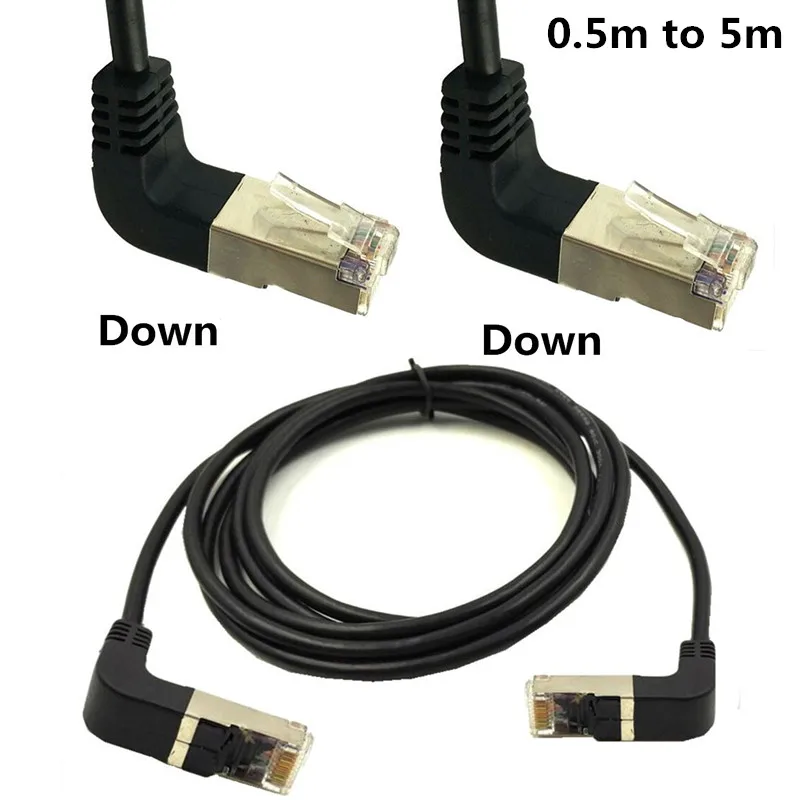 ข้อศอกข้อศอกคู่ลง & Down Angled 90 องศา cat5e 8P8C FTP STP UTP Cat 5e สายเคเบิลเครือข่าย Ethernet RJ45 Lan patch สายไฟ 0.5 m 1 M 2 M 3 M