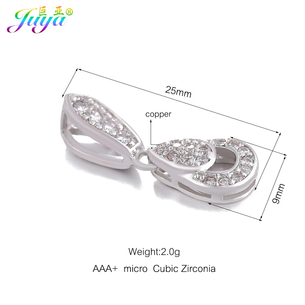 DIY Earring Findings Paved Zircon Clamp Pinch Clip Bail Hooks Accessories For Women Handmade Agate Crystal Pearls Jewelry Making