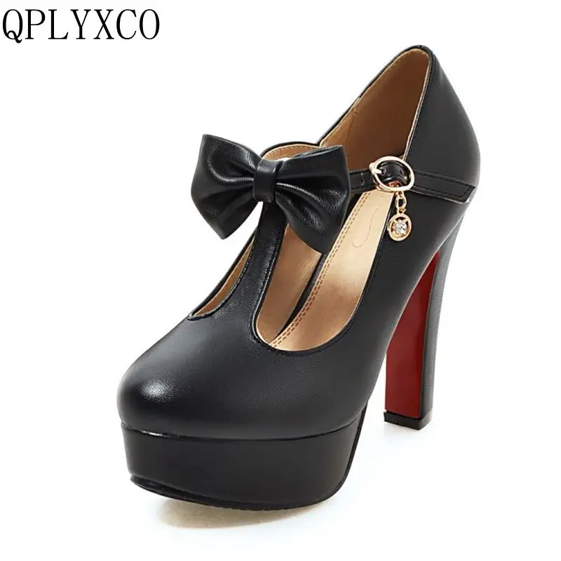 QPLYXCO  fashion sweet shoes woman big size 31-47 high heels sexy women shoes spring autumn pumps party office wedding shoes T-1