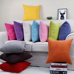Stripe Plaid Cushion Cover Soft Polyester Corduroy Plush Solid Color Pillow Case Sofa Home Decor 40 45 50 60 70 Custom