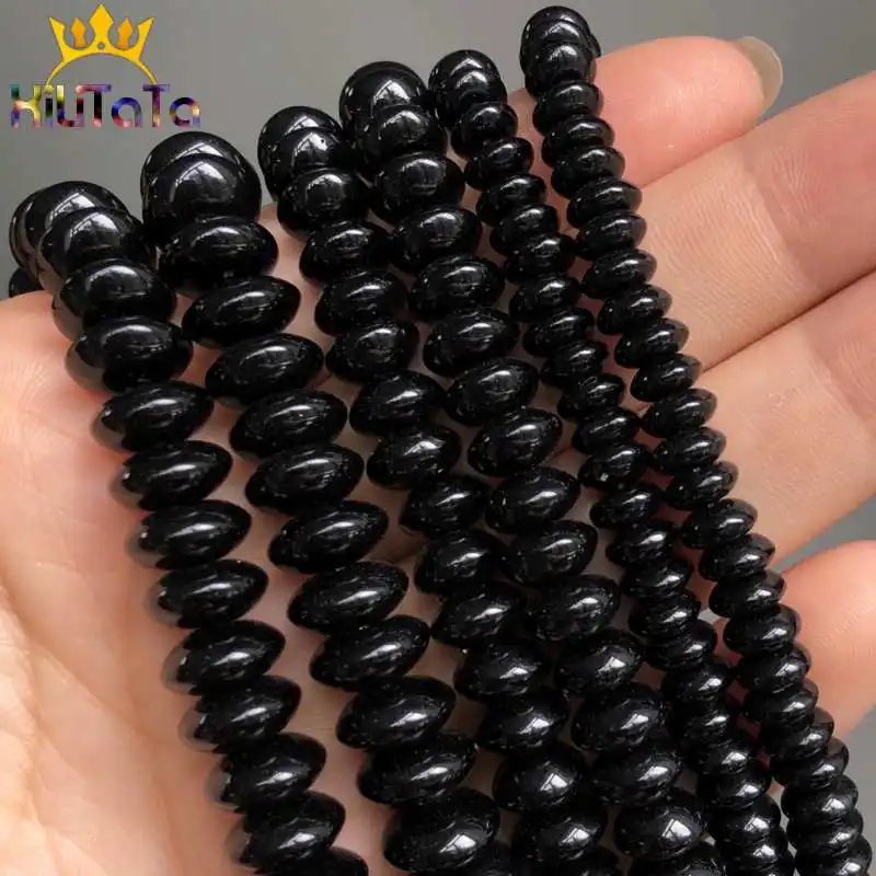 Gasket Black Crystal Glass Loose Rondelle Spacer Beads For Jewelry Making DIY Charm Bracelet Accessorie 15\