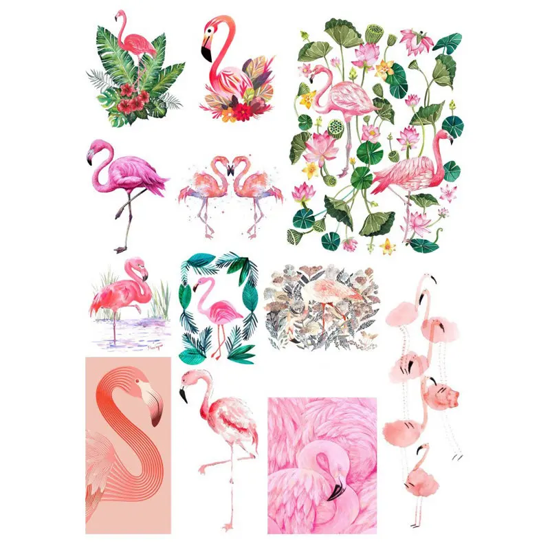 2 PCS Kawaii Pink Flamingo Bird DIY Uncut Decoration Scrapbook Stationery Diary Sticker Planner Cute Label Travel Stickers