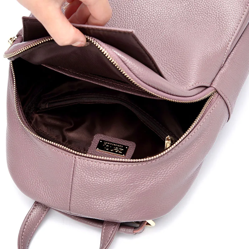 Zency-Mochila De cuero genuino para mujer, bolso de viaje a la moda, mochila diaria para vacaciones, estilo Preppy, mochila escolar para niña