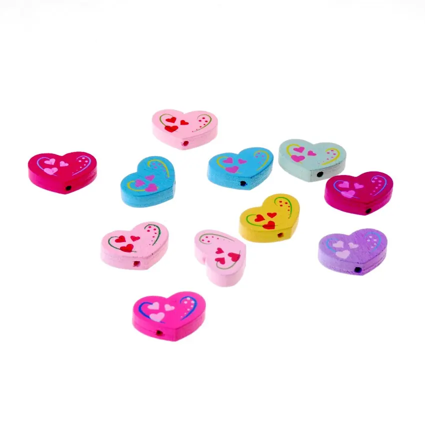 Free Shipping 50pcs Wooden Beads Lovely Heart Styles Spacer Beading Wood Beads Toys For Baby DIY Crafts Kids Toys 20x14mm