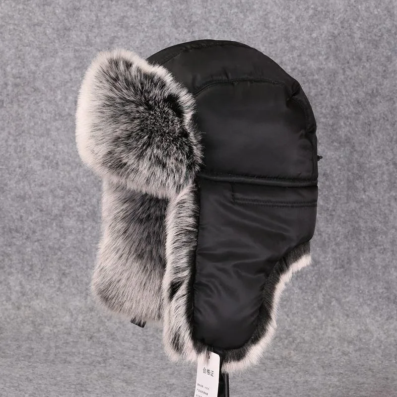 

B-8540 Men's Adjustable Warm Fur Hat Cotton Bomber Hats Windproof Ski Cap Russia Ushanka Bomber Hat