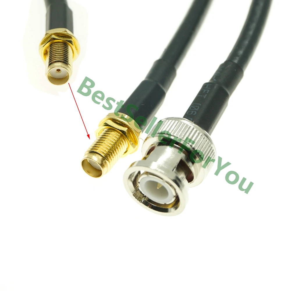 

1/3/10M SMA Female Bulkhead to BNC Male Plug Coax RG58 Jumper Pigtail Cable