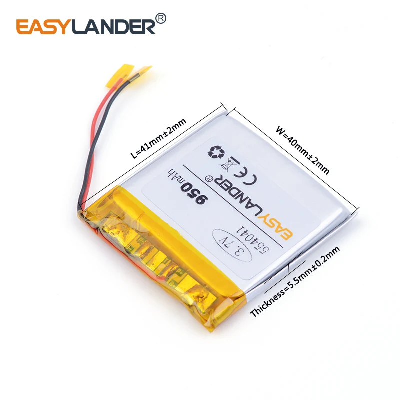 3pcs /Lot 950mAh 554041 3.7V Rechargeable Lithium Li-ion Polymer Battery For  dvr GPS mp3 cell phone speaker Watch PDA