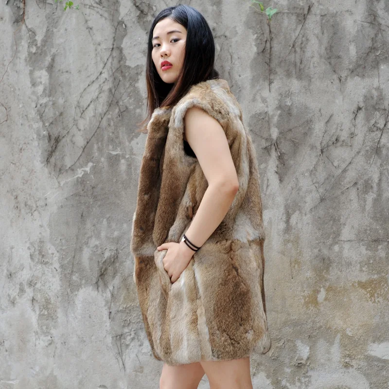 CX-G-B-253 Sexy Fur Vest Women Rabbit Fur Vest Women Winter Autumn Fashion Outwear