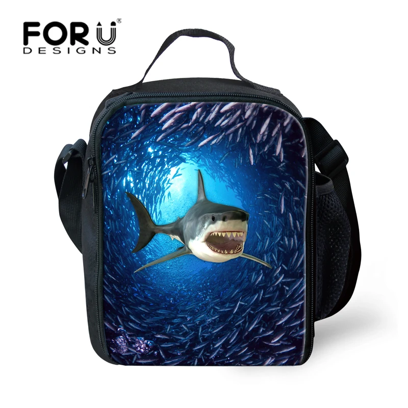 

FORUDESIGNS Blue Printing Animal Shark Lunch Bag for Kids Insulated 3D Animal Dog Children Boys Girls Lunch Box Tote Food Bag