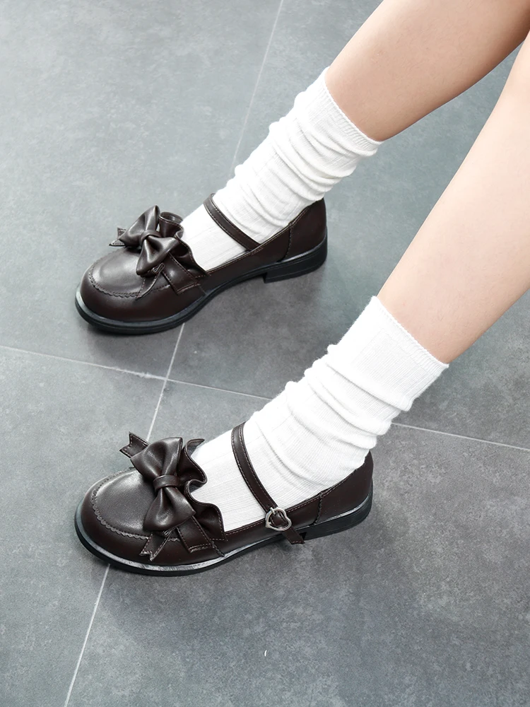 New Japanese Style College Student Shoes w/Bowknot JK Uniform Shoes Girls Cosplay Lolita Shoes Platform Shoes Size 35-40